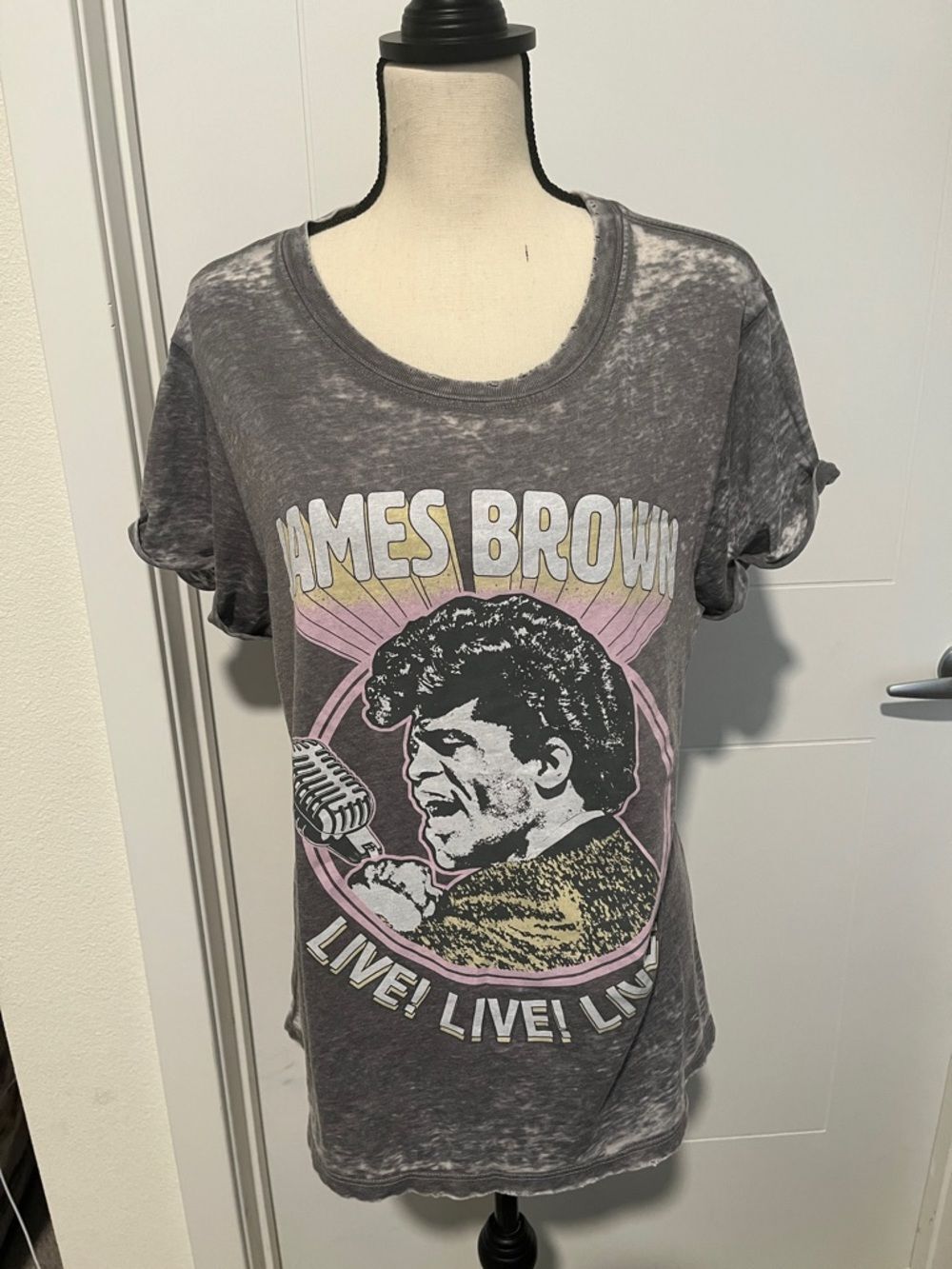 James Brown Burnout Distress Music Live Live Live A’int It Funky Graphic T-Shirt
